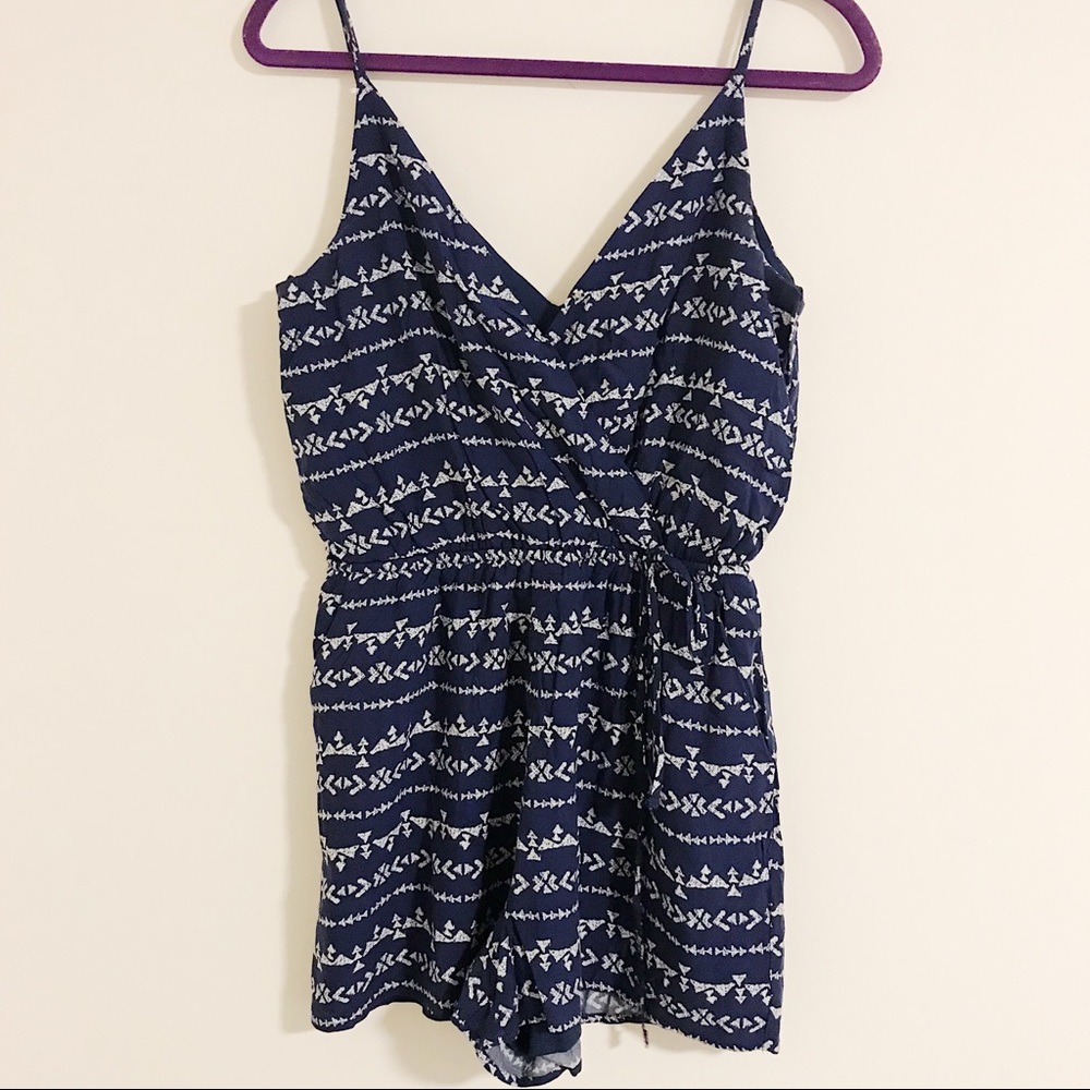 One Clothing navy tribal print romper